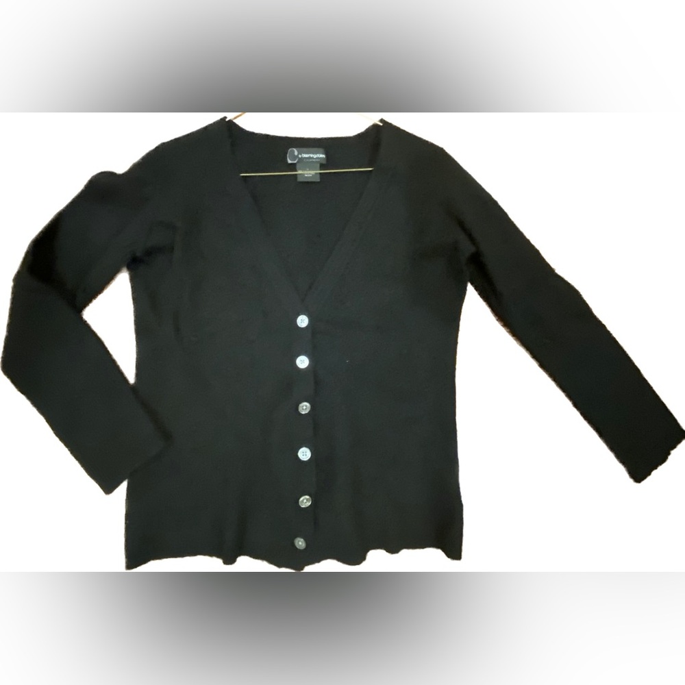 C by Bloomingdale’s 100% Cashmere Black V Neck Cardigan Size L
